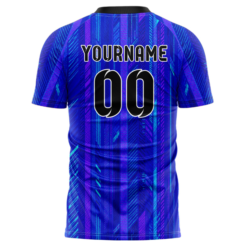 Royalblau lebendiges Streifen vertikale Baender Design 13-0170 individuelles Fußballtrikot back