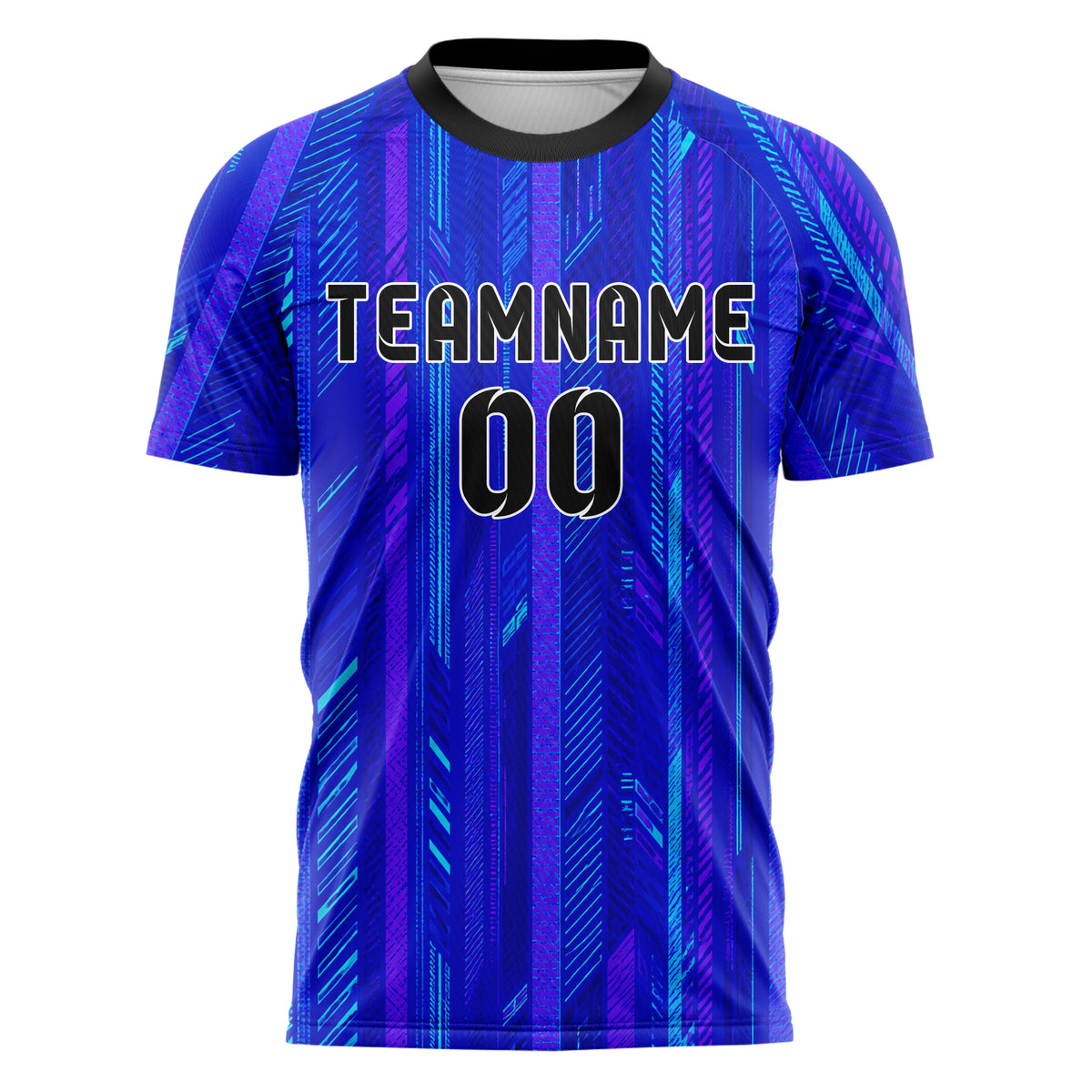Royalblau lebendiges Streifen vertikale Baender Design 13-0170 individuelles Fußballtrikot front