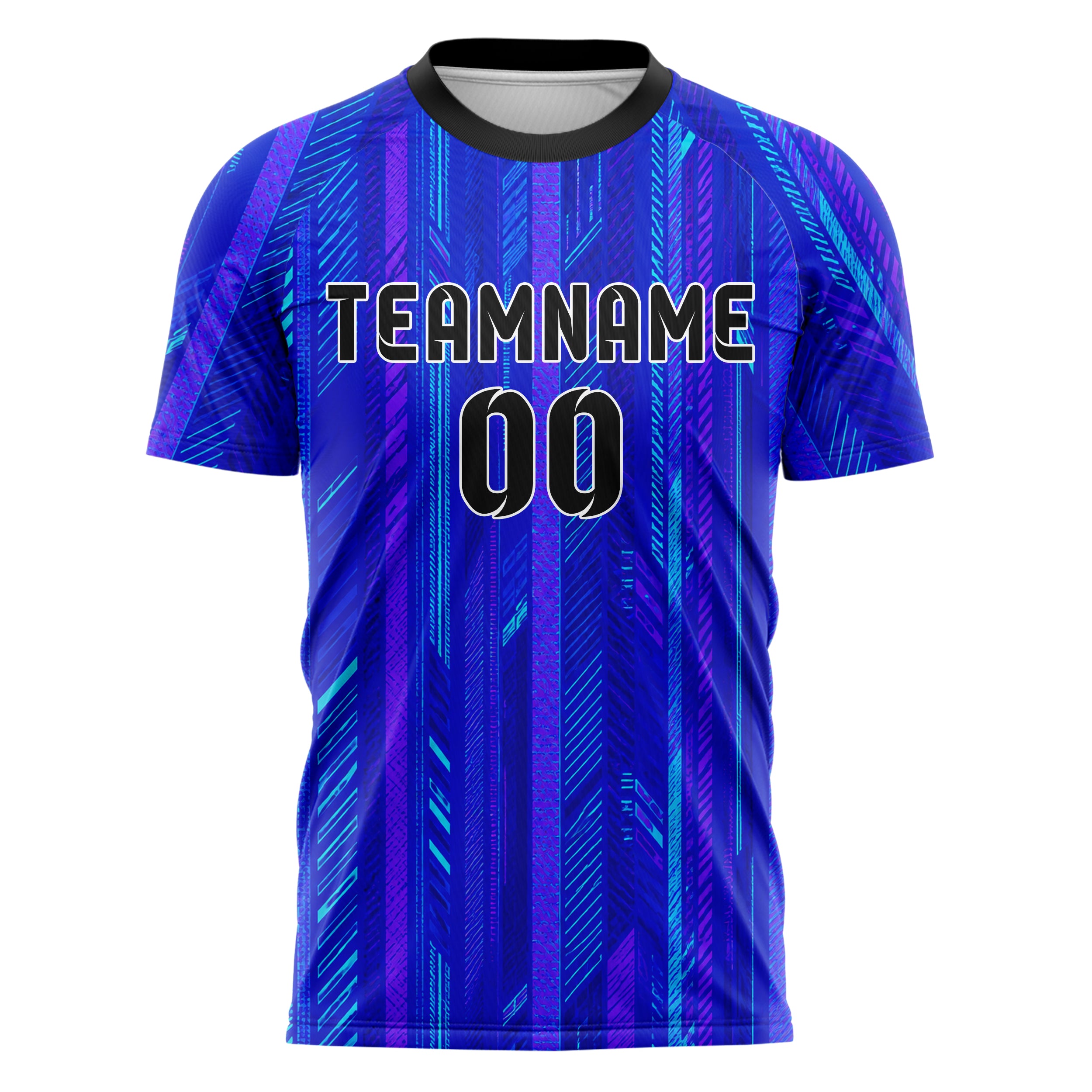 Royalblau lebendiges Streifen vertikale Baender Design 13-0170 individuelles Fußballtrikot front