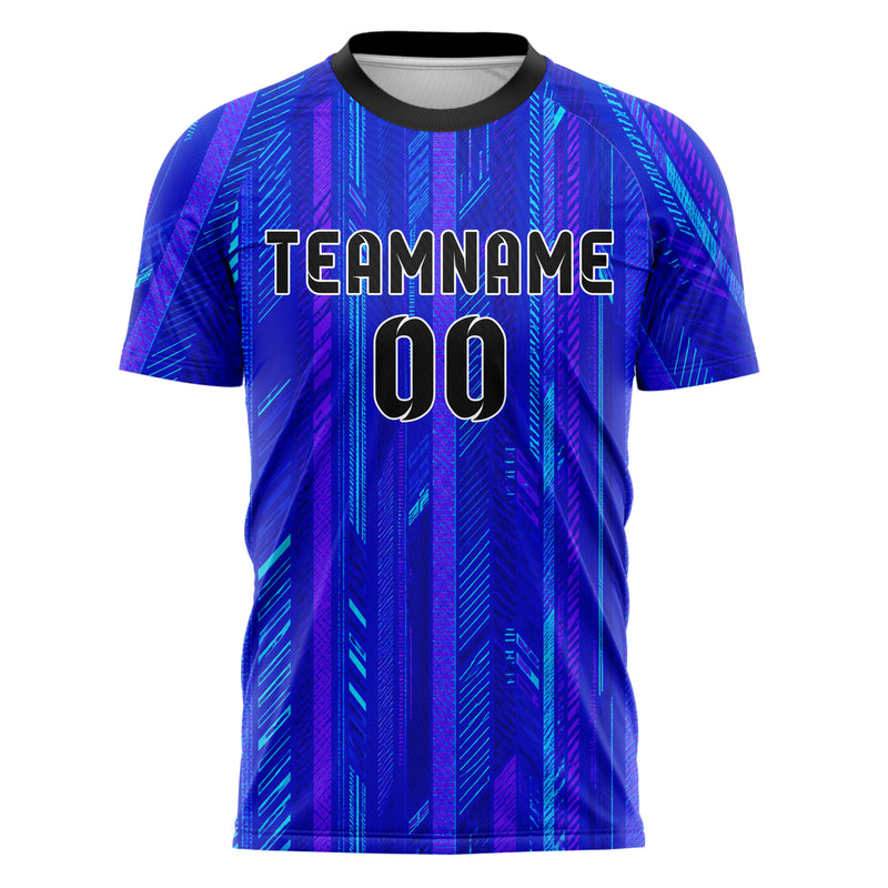 Royalblau lebendiges Streifen vertikale Baender Design 13-0170 individuelles Fußballtrikot front