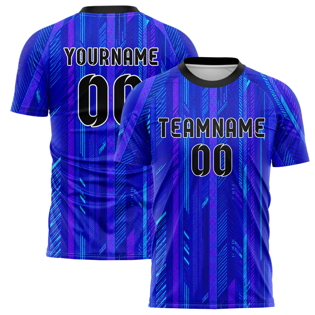 Royalblau lebendiges Streifen vertikale Baender Design 13-0170 individuelles Fußballtrikot main
