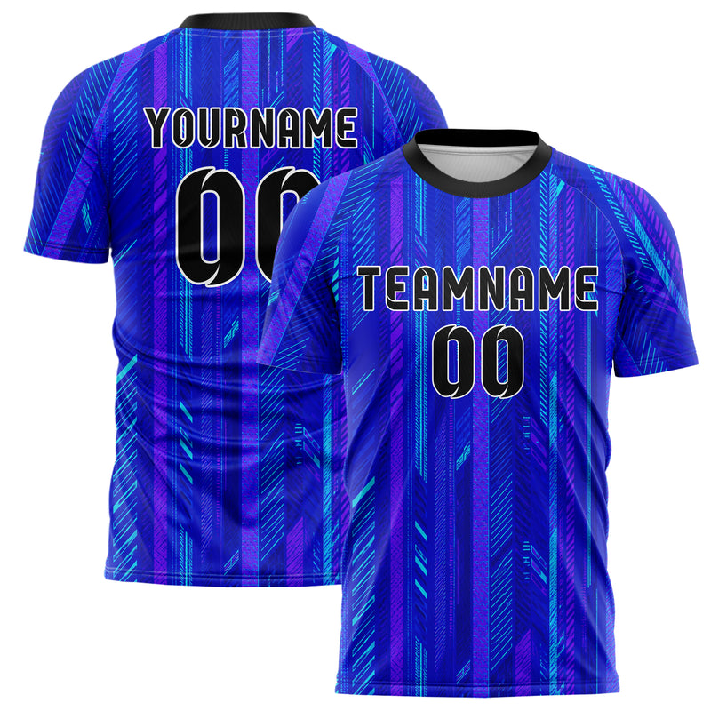 Royalblau lebendiges Streifen vertikale Baender Design 13-0170 individuelles Fußballtrikot main