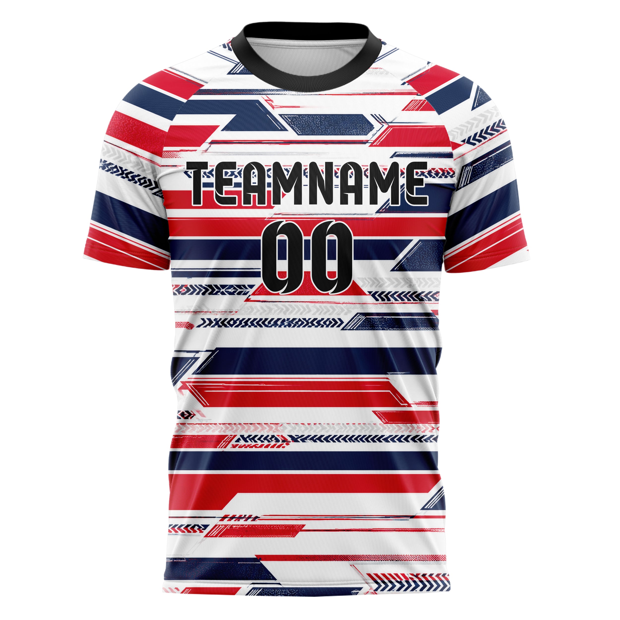 Weiss klassisches Streifen Streifen mit Polygon Akzenten Design 13-0011 individuelles Fußballtrikot front