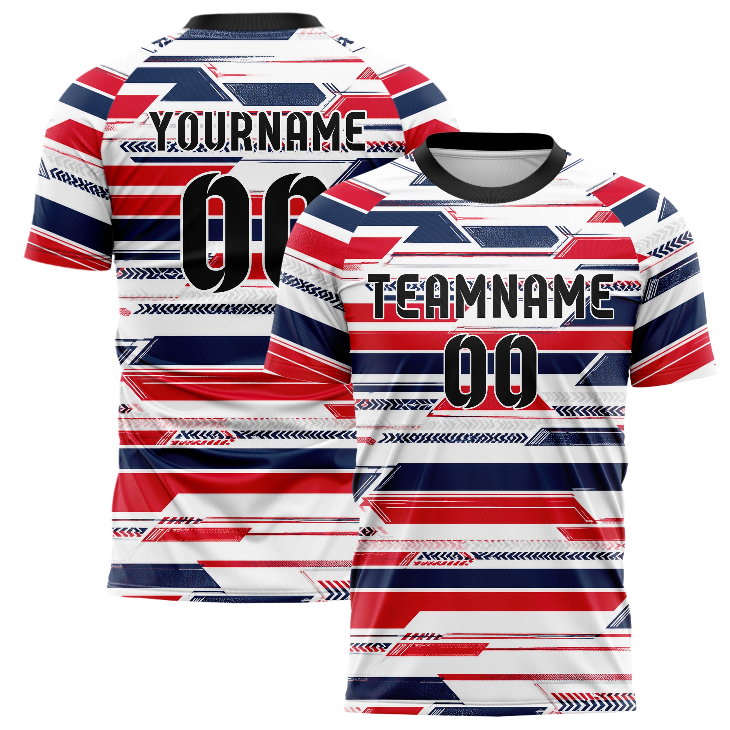 Weiss klassisches Streifen Streifen mit Polygon Akzenten Design 13-0011 individuelles Fußballtrikot main