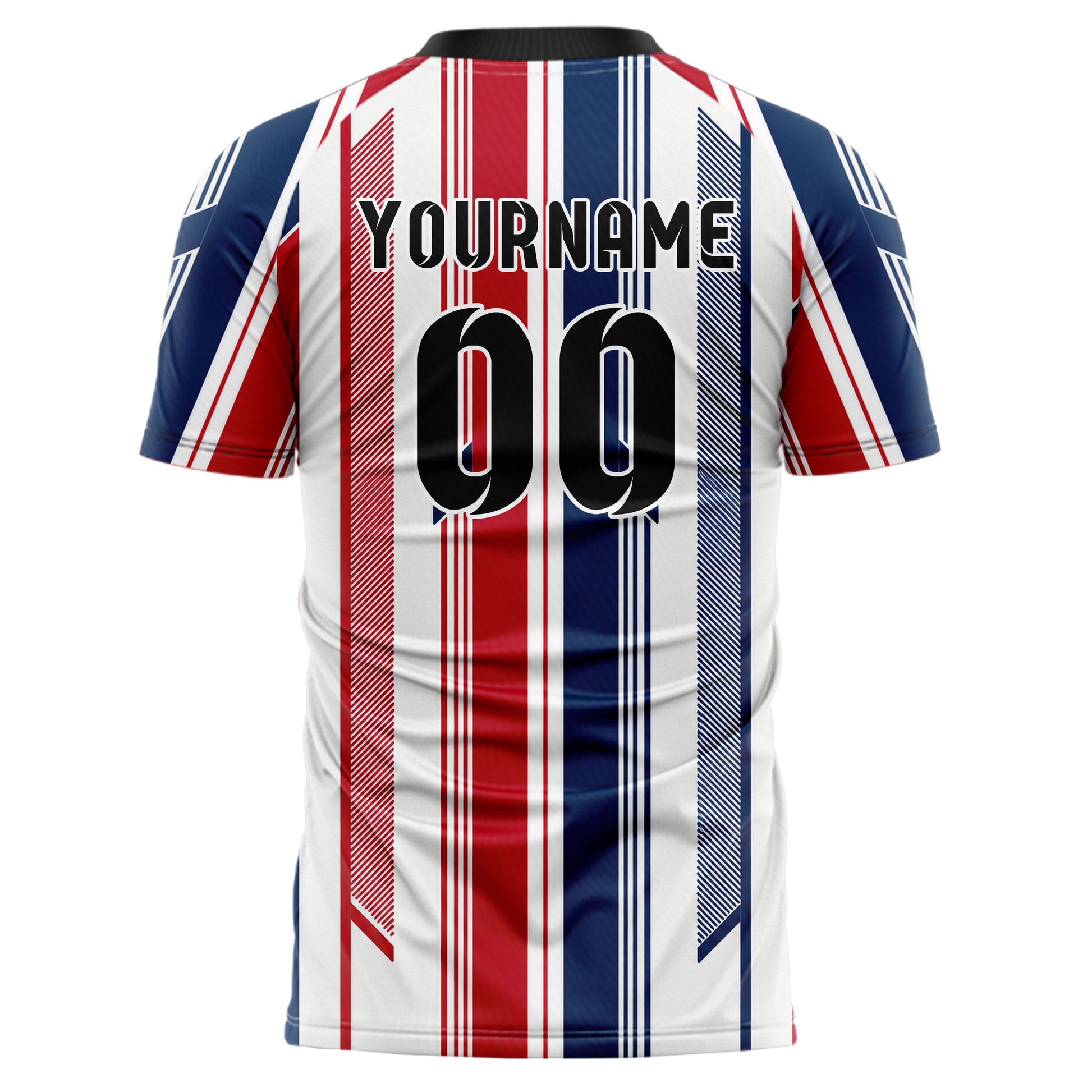 Weiss klassisches Streifen vertikale Baender Design 13-0062 individuelles Fußballtrikot back