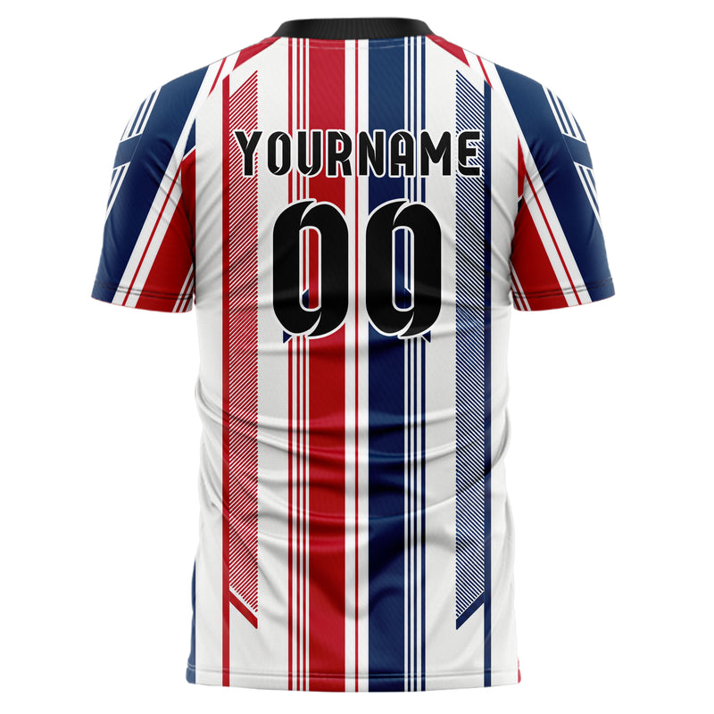 Weiss klassisches Streifen vertikale Baender Design 13-0062 individuelles Fußballtrikot back