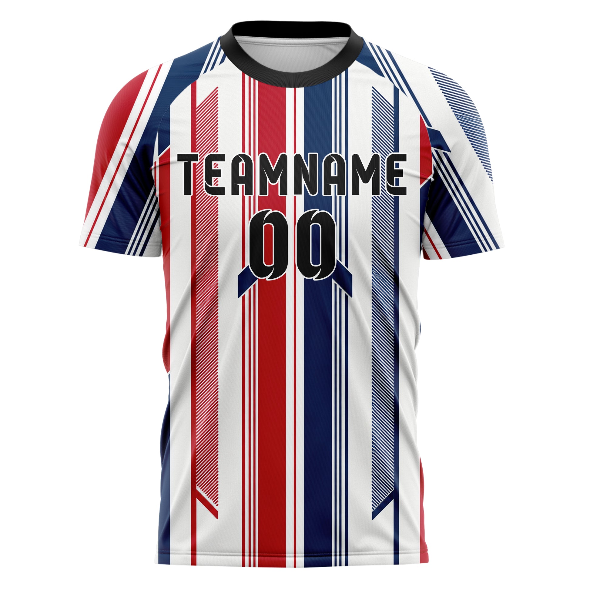 Weiss klassisches Streifen vertikale Baender Design 13-0062 individuelles Fußballtrikot front