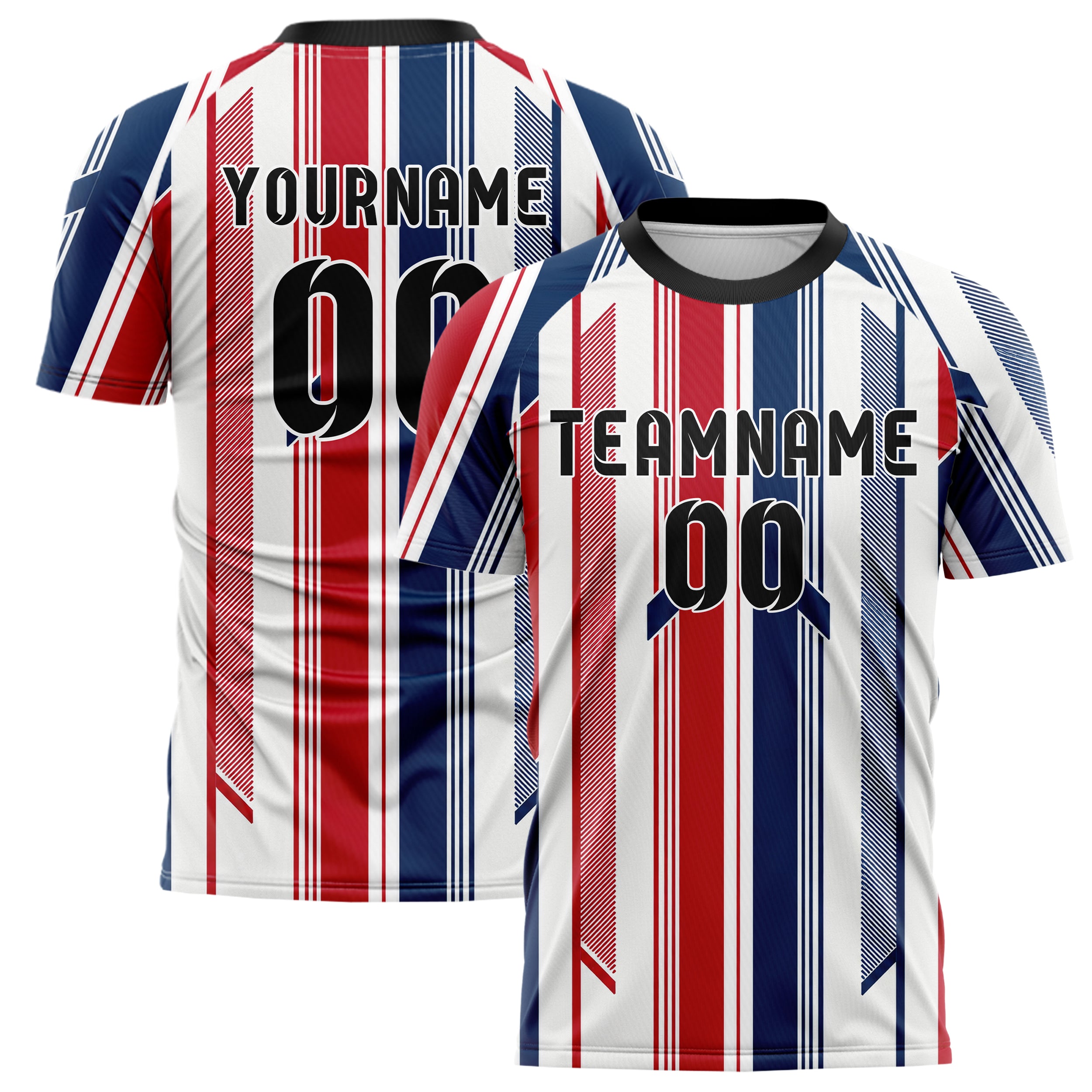Weiss klassisches Streifen vertikale Baender Design 13-0062 individuelles Fußballtrikot main