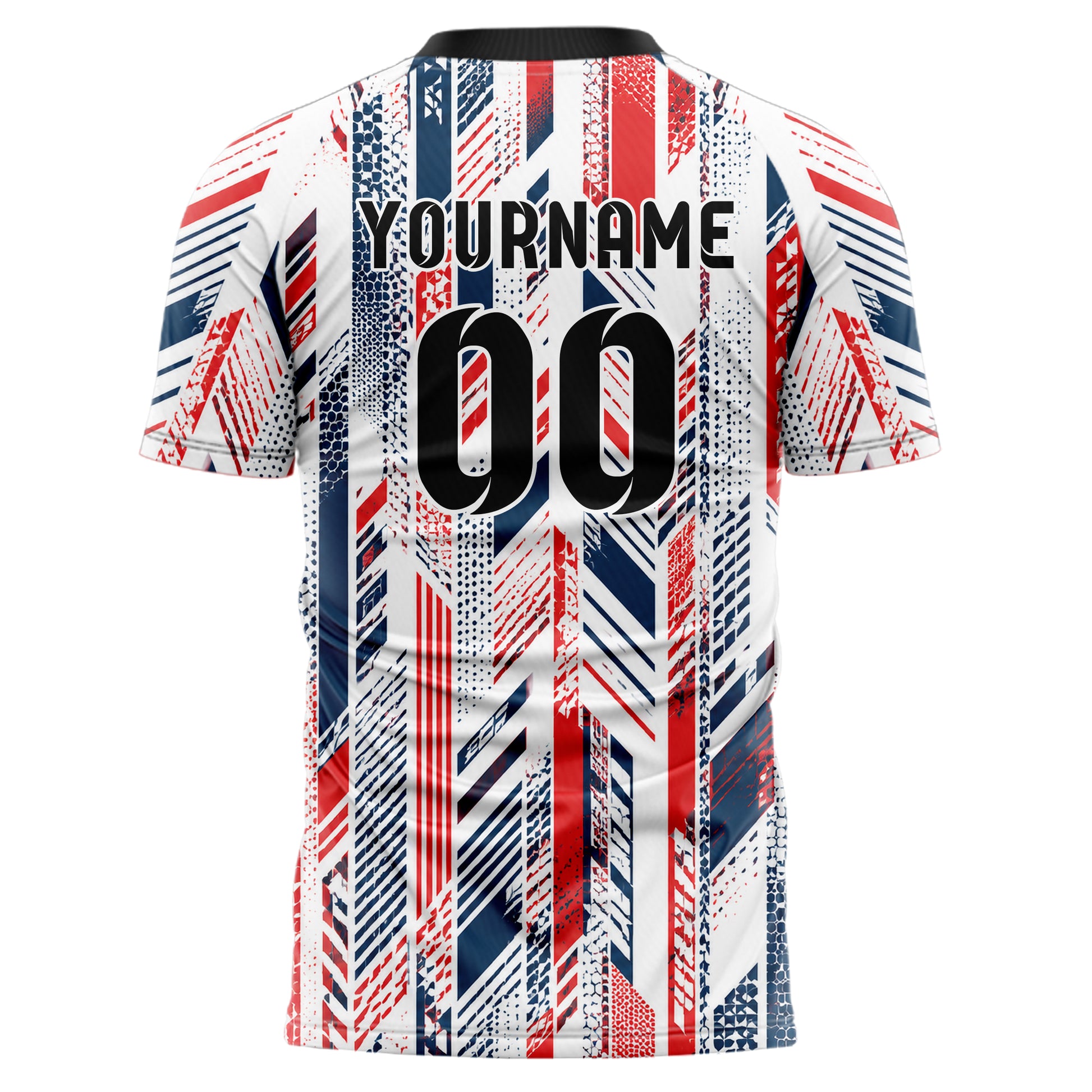 Weiss klassisches Streifen vertikale Baender Design 13-0176 individuelles Fußballtrikot back