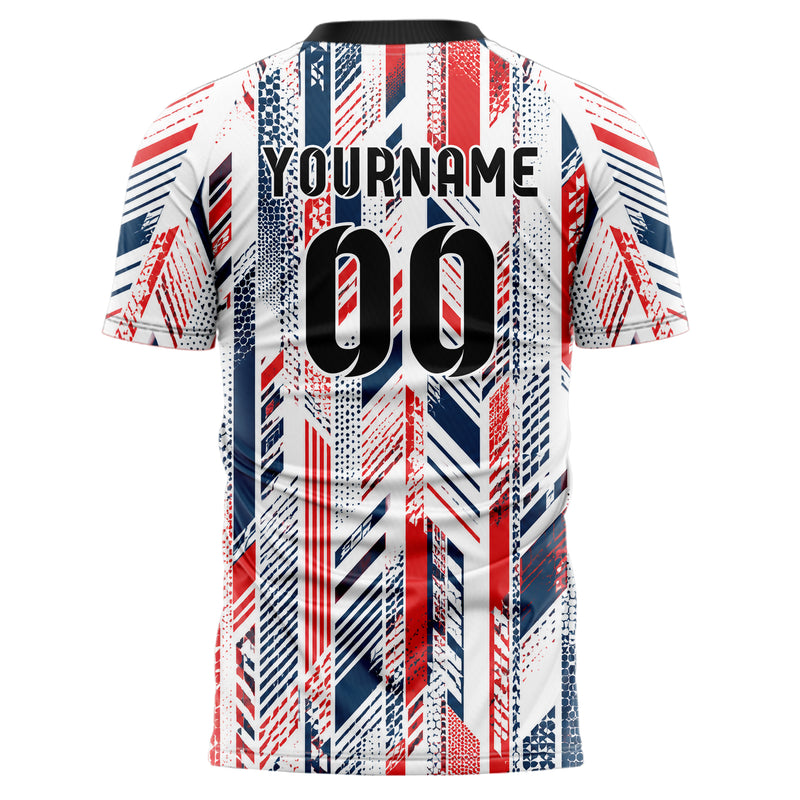 Weiss klassisches Streifen vertikale Baender Design 13-0176 individuelles Fußballtrikot back