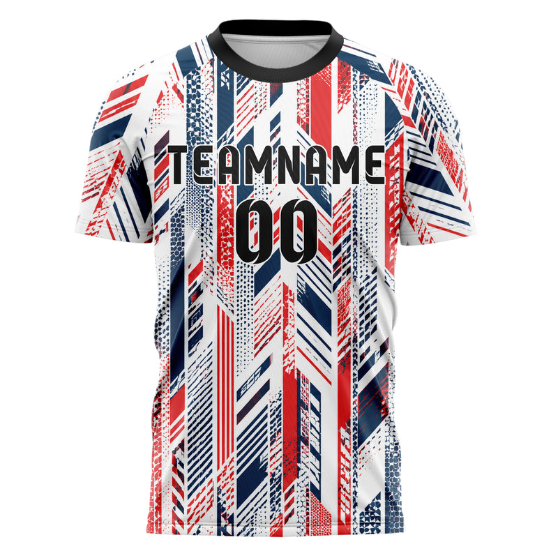 Weiss klassisches Streifen vertikale Baender Design 13-0176 individuelles Fußballtrikot front