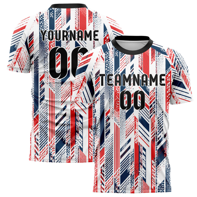 Weiss klassisches Streifen vertikale Baender Design 13-0176 individuelles Fußballtrikot main