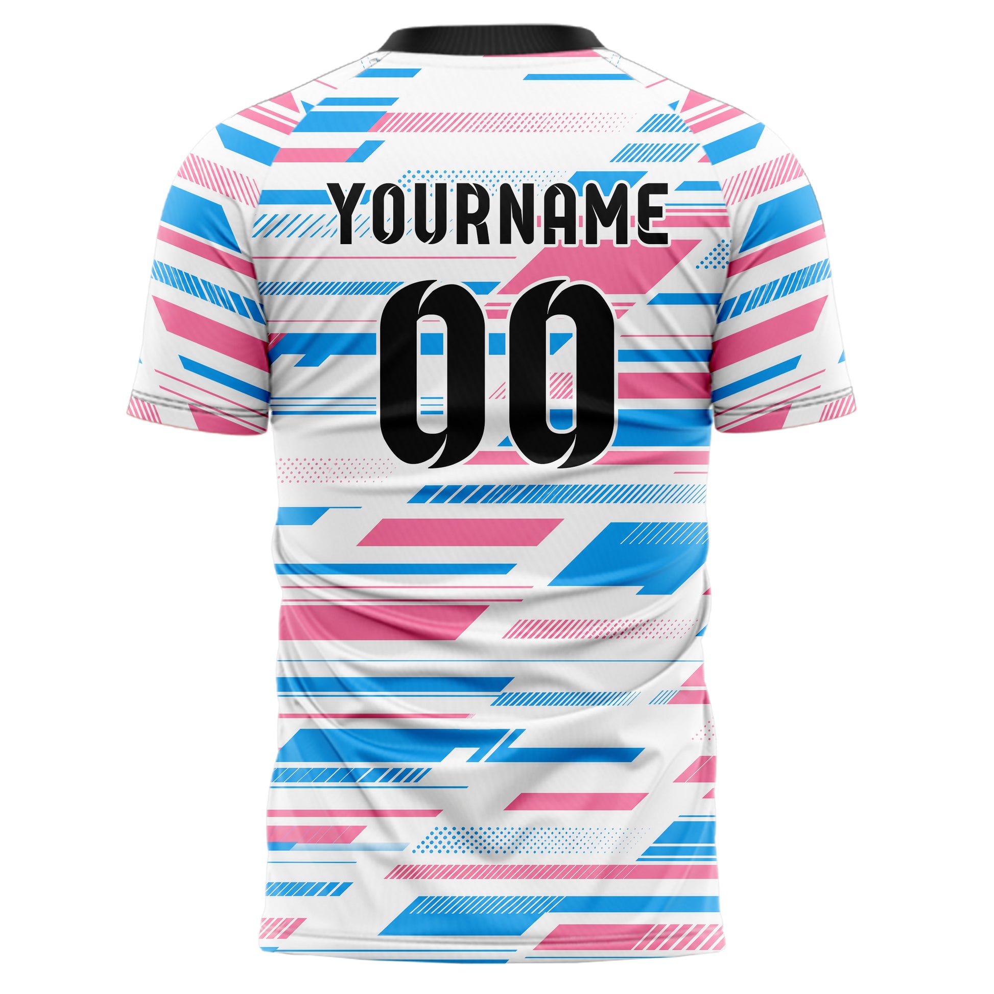 Weiss lebendiges Streifen horizontale Baender Design 13-0009 individuelles Fußballtrikot back