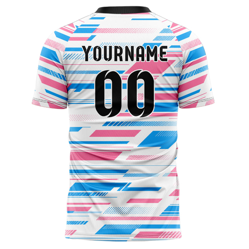 Weiss lebendiges Streifen horizontale Baender Design 13-0009 individuelles Fußballtrikot back