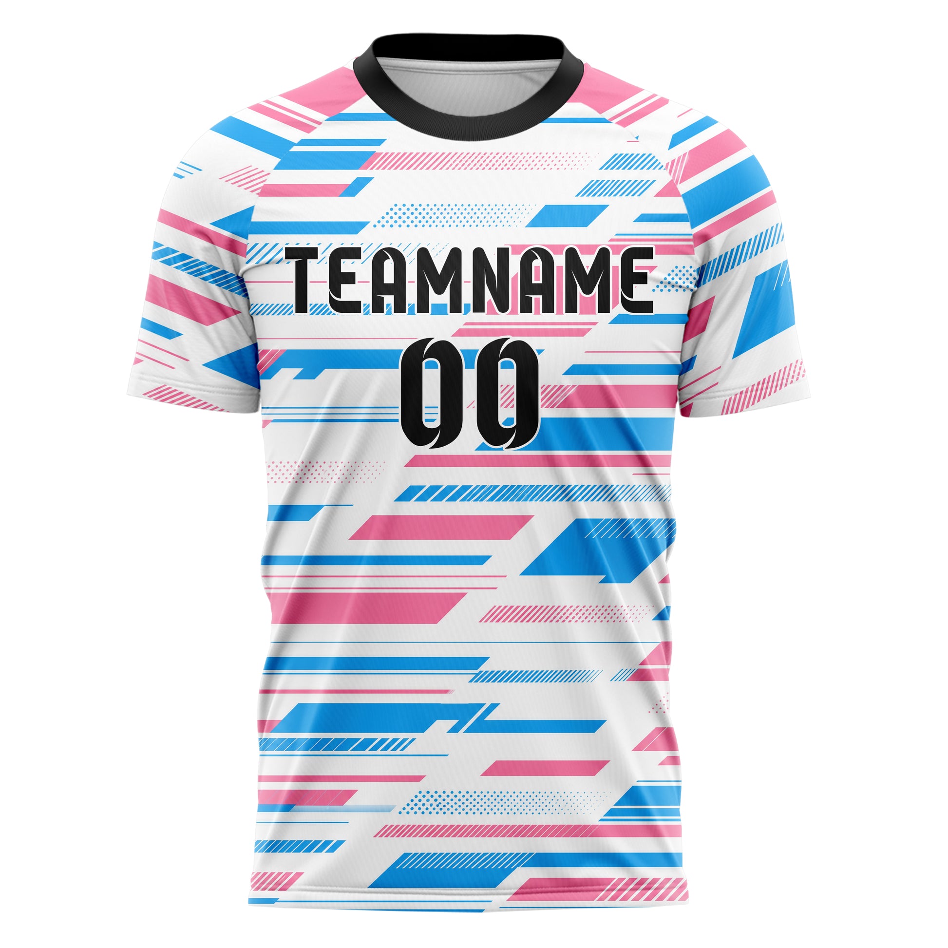 Weiss lebendiges Streifen horizontale Baender Design 13-0009 individuelles Fußballtrikot front