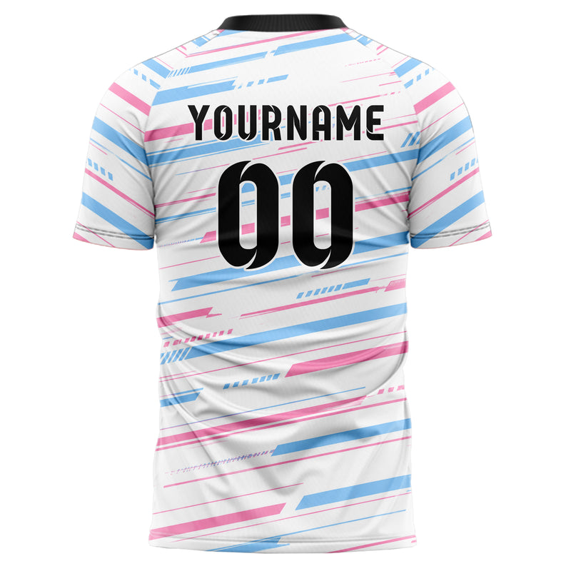 Weiss lebendiges Streifen horizontale Baender Design 13-0165 individuelles Fußballtrikot back
