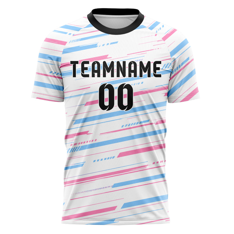 Weiss lebendiges Streifen horizontale Baender Design 13-0165 individuelles Fußballtrikot front