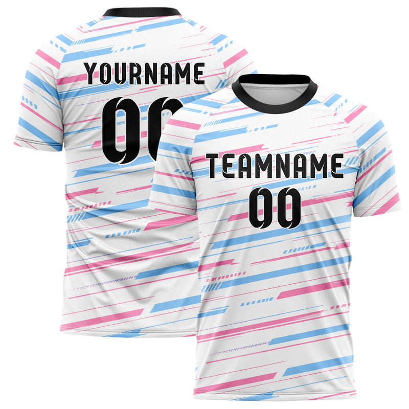 Weiss lebendiges Streifen horizontale Baender Design 13-0165 individuelles Fußballtrikot main