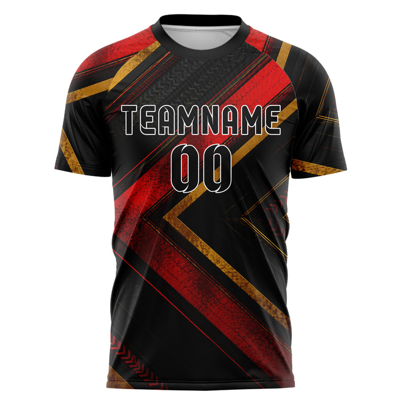 Schwarz dunkles Streifen Chevron Streifen Design 13-0091 individuelles Fußballtrikot front