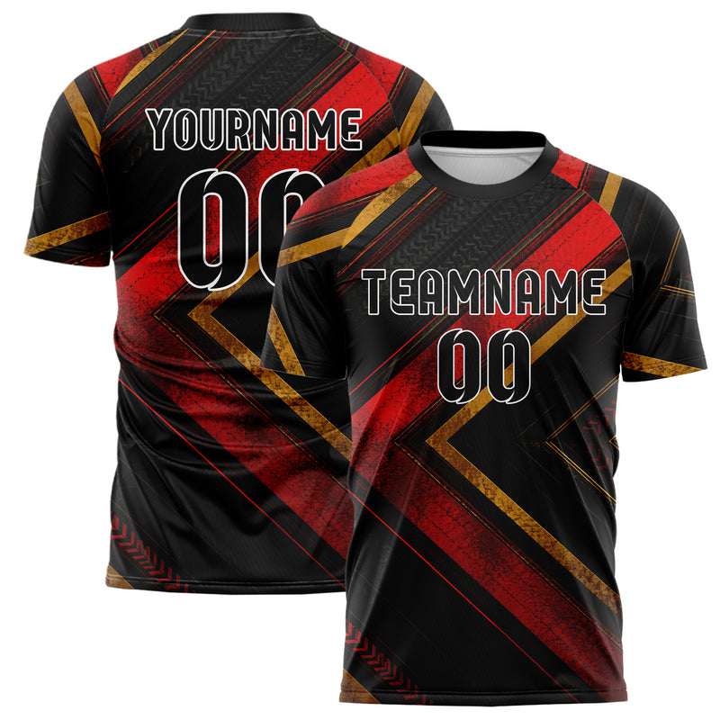 Schwarz dunkles Streifen Chevron Streifen Design 13-0091 individuelles Fußballtrikot main
