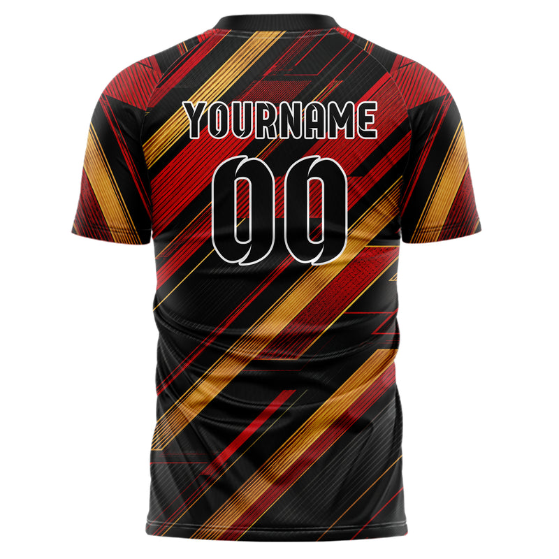 Schwarz dunkles Streifen interlocking diagonal Grid Design 13-0046 individuelles Fußballtrikot back