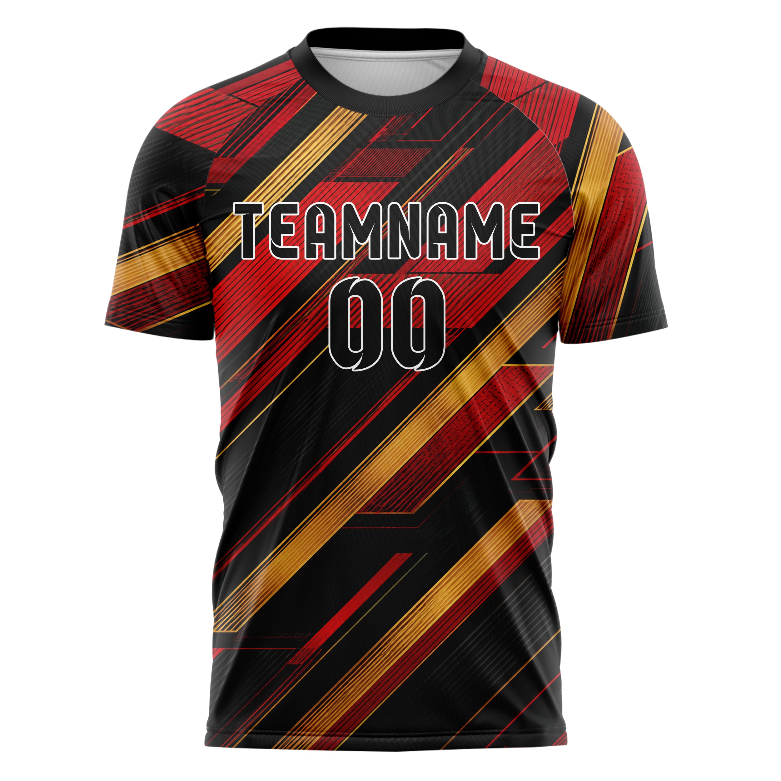 Schwarz dunkles Streifen interlocking diagonal Grid Design 13-0046 individuelles Fußballtrikot front