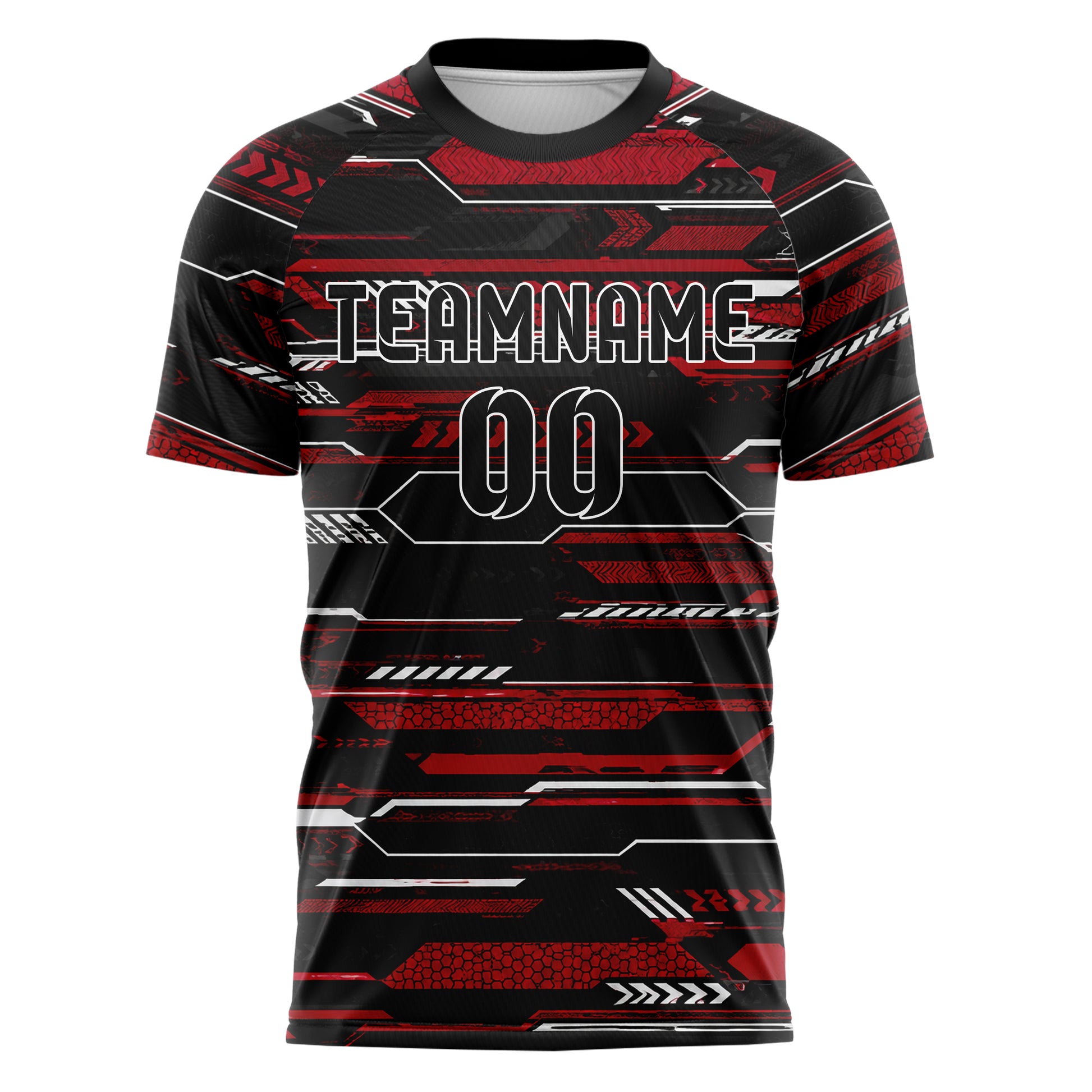 Schwarz dunkles Streifen Streifen mit Polygon Akzenten Design 13-0071 individuelles Fußballtrikot front