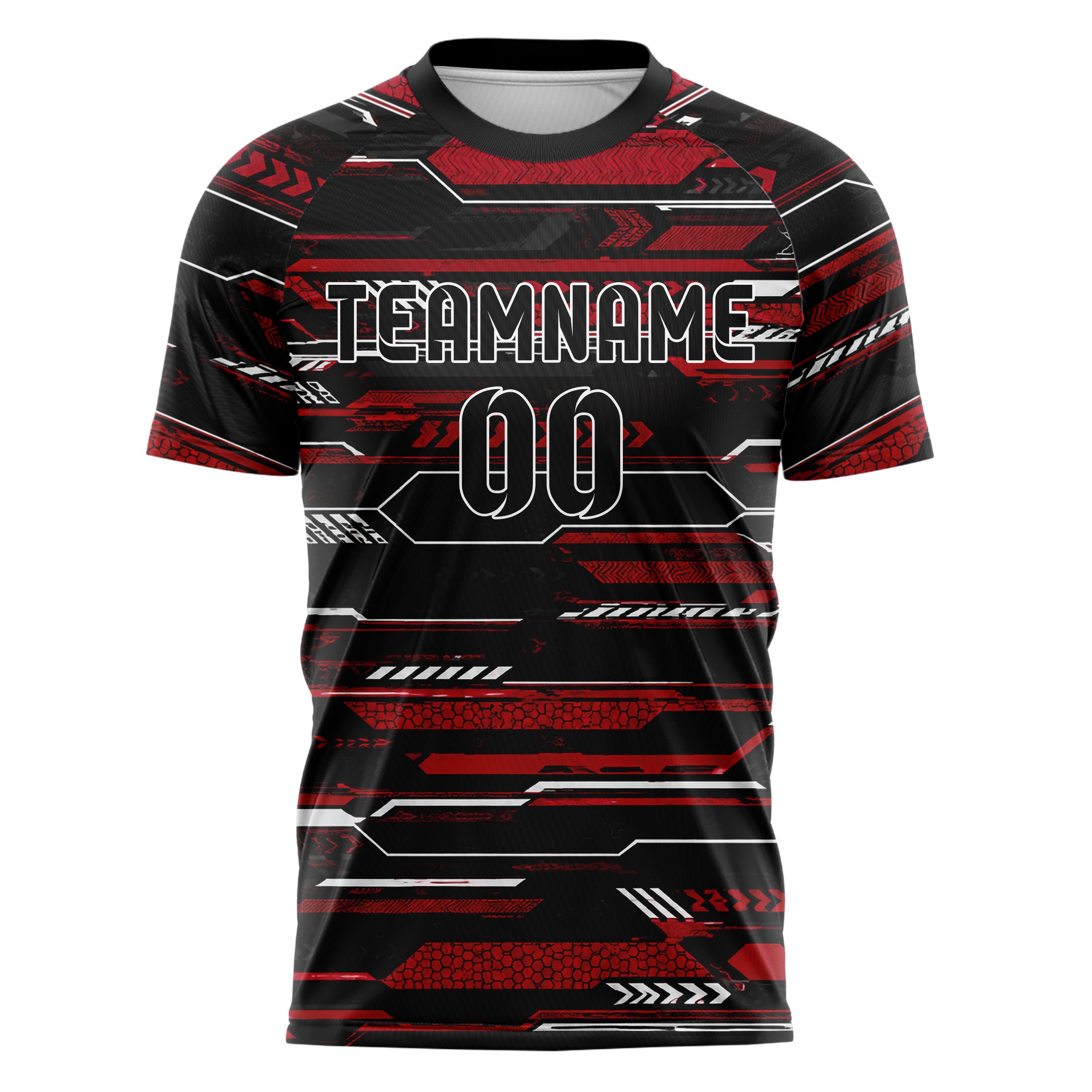 Schwarz dunkles Streifen Streifen mit Polygon Akzenten Design 13-0071 individuelles Fußballtrikot front