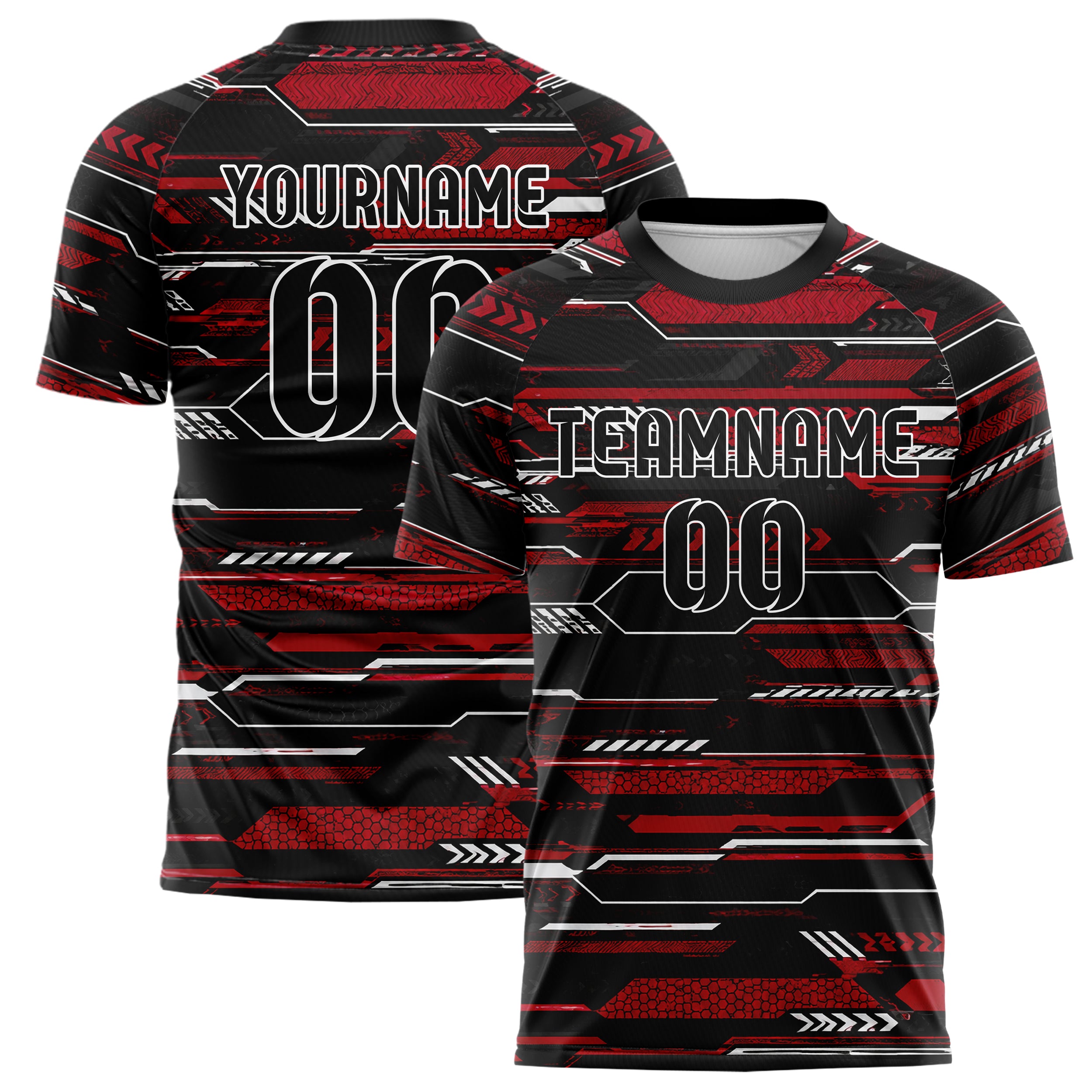 Schwarz dunkles Streifen Streifen mit Polygon Akzenten Design 13-0071 individuelles Fußballtrikot main