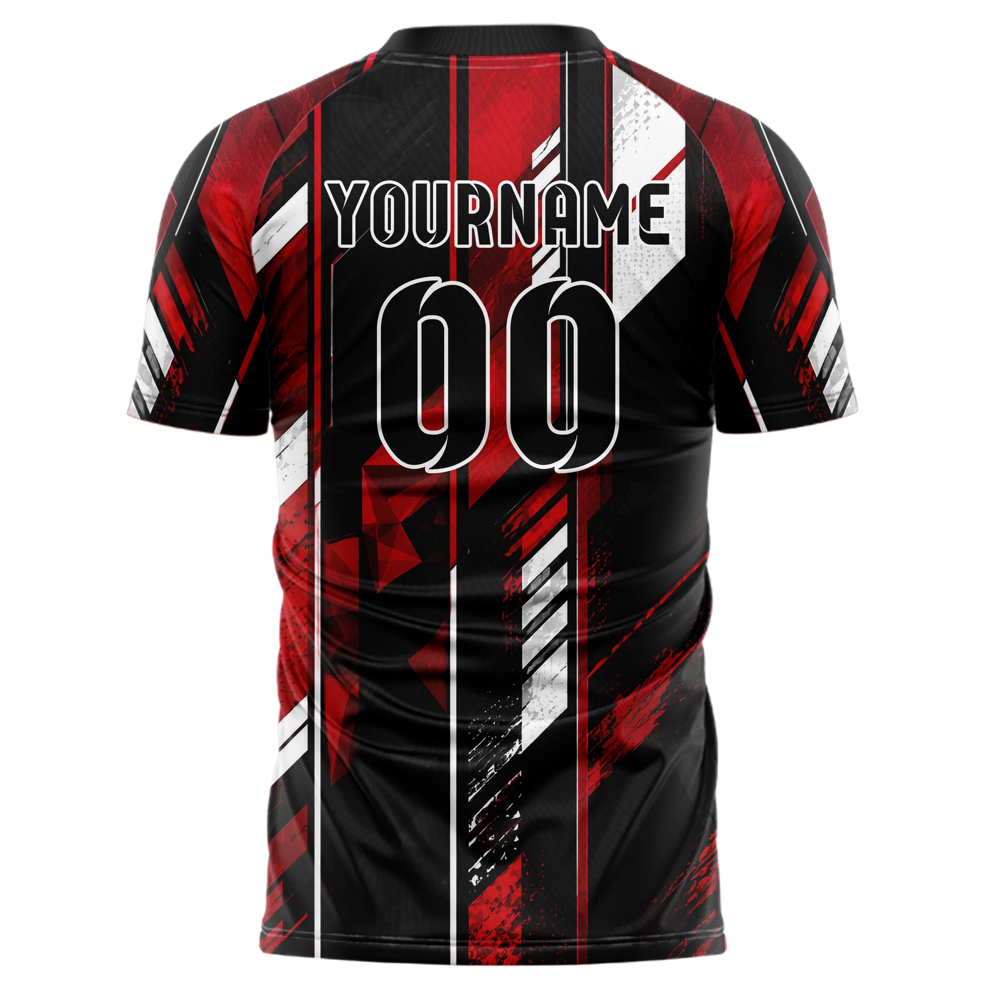 Schwarz dunkles Streifen vertikale Baender Design 13-0104 individuelles Fußballtrikot back