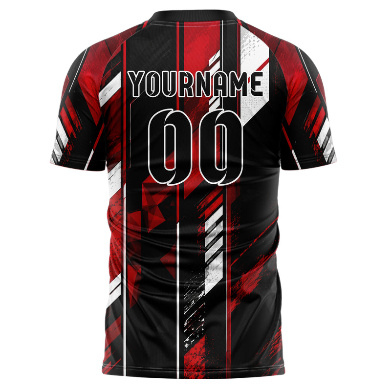 Schwarz dunkles Streifen vertikale Baender Design 13-0104 individuelles Fußballtrikot back