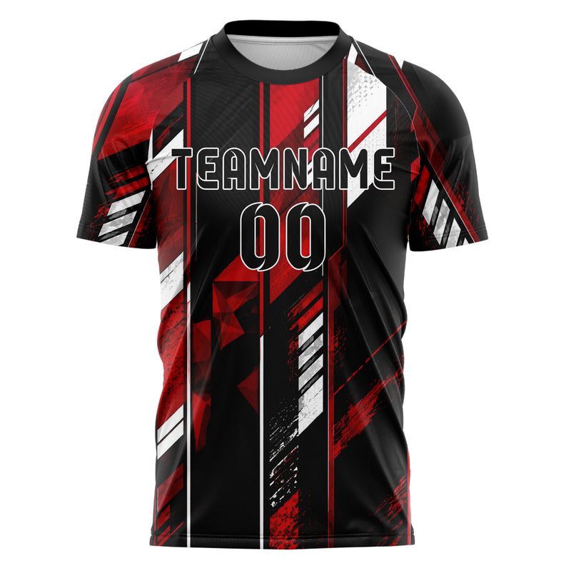 Schwarz dunkles Streifen vertikale Baender Design 13-0104 individuelles Fußballtrikot front