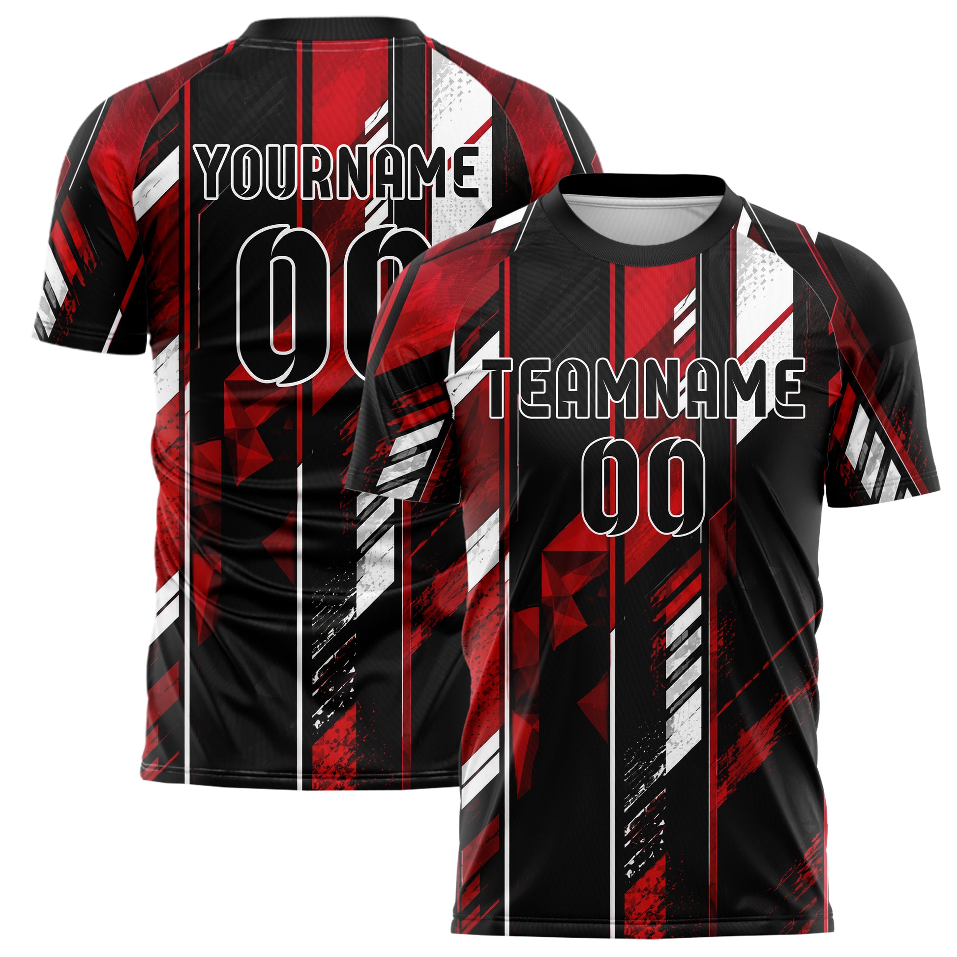 Schwarz dunkles Streifen vertikale Baender Design 13-0104 individuelles Fußballtrikot main