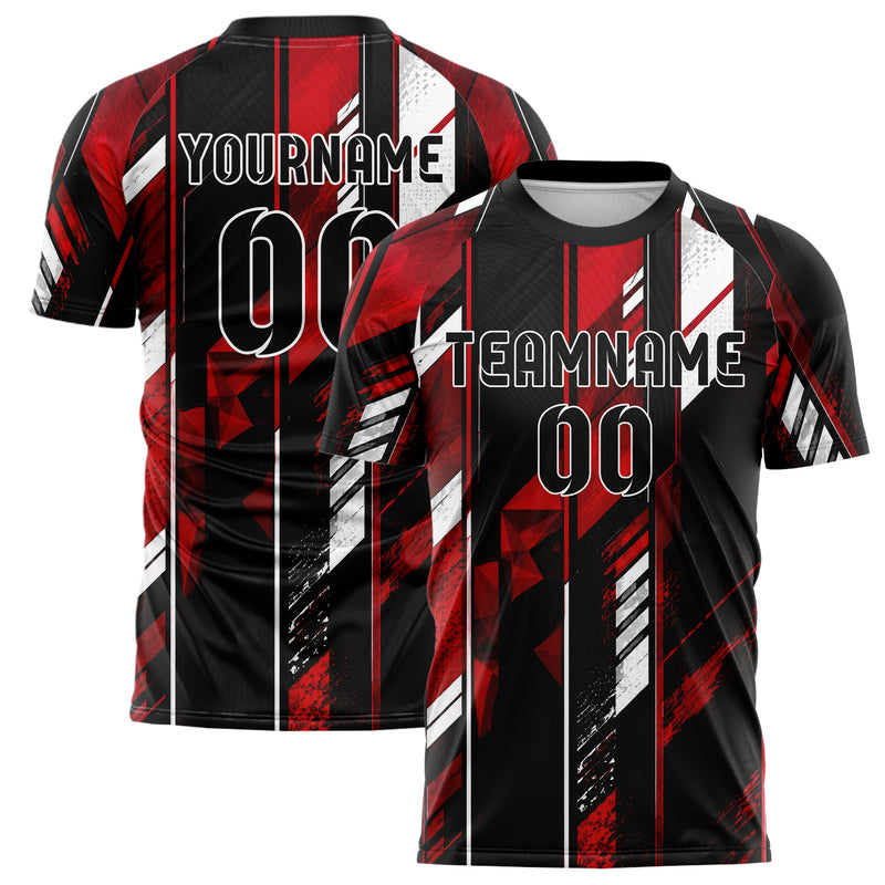 Schwarz dunkles Streifen vertikale Baender Design 13-0104 individuelles Fußballtrikot main