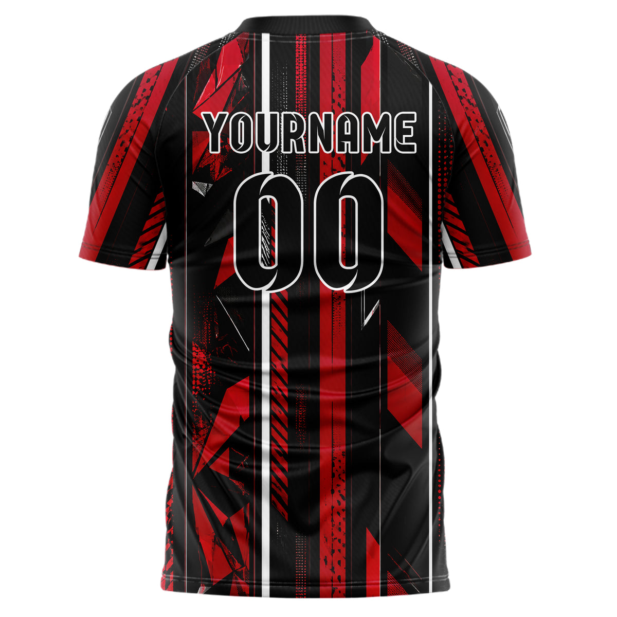 Schwarz dunkles Streifen vertikale Baender Design 13-0140 individuelles Fußballtrikot back