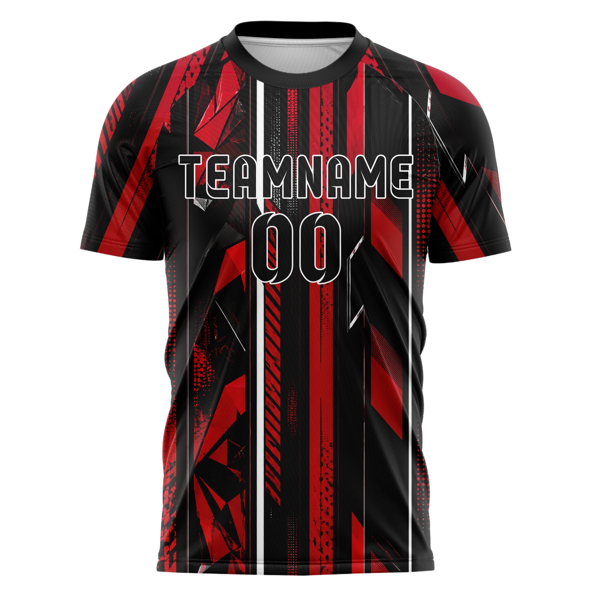 Schwarz dunkles Streifen vertikale Baender Design 13-0140 individuelles Fußballtrikot front