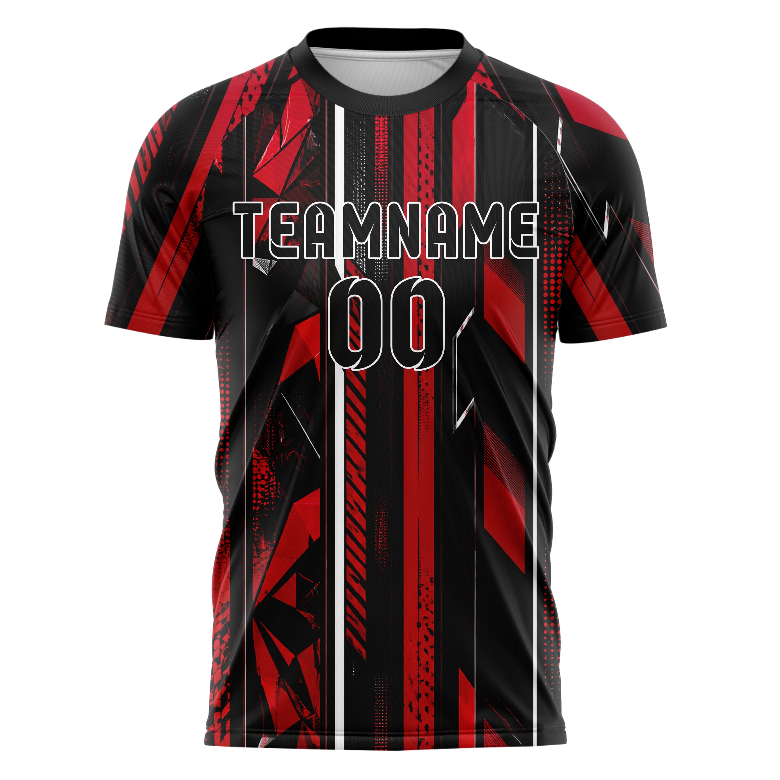 Schwarz dunkles Streifen vertikale Baender Design 13-0140 individuelles Fußballtrikot front