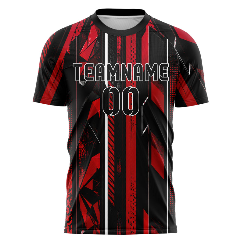 Schwarz dunkles Streifen vertikale Baender Design 13-0140 individuelles Fußballtrikot front