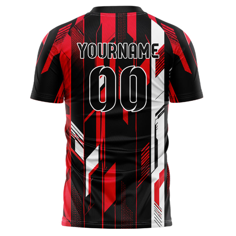 Schwarz dunkles Streifen vertikale Baender Design 13-0152 individuelles Fußballtrikot back