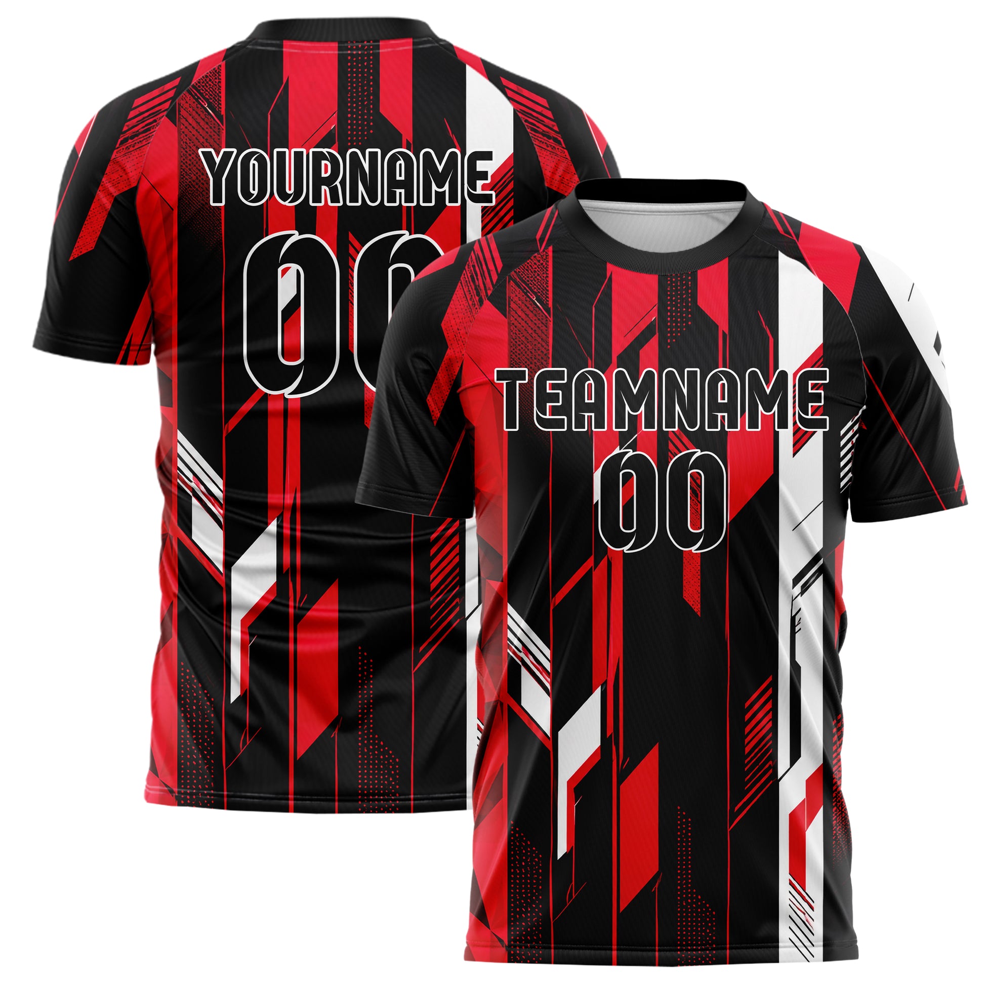 Schwarz dunkles Streifen vertikale Baender Design 13-0152 individuelles Fußballtrikot main