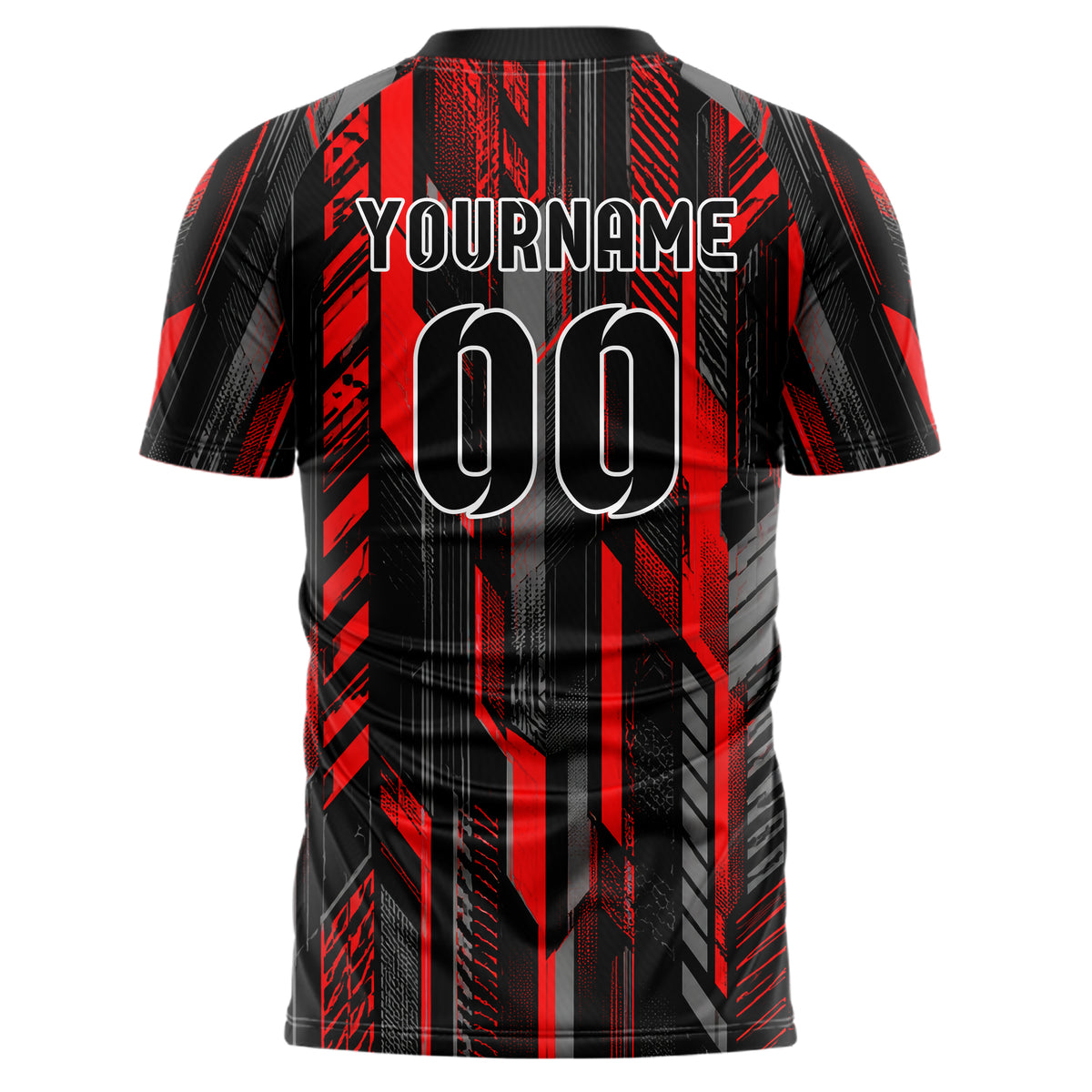Rot lebendiges Streifen horizontale Baender Design 13-0033 individuelles Fußballtrikot back