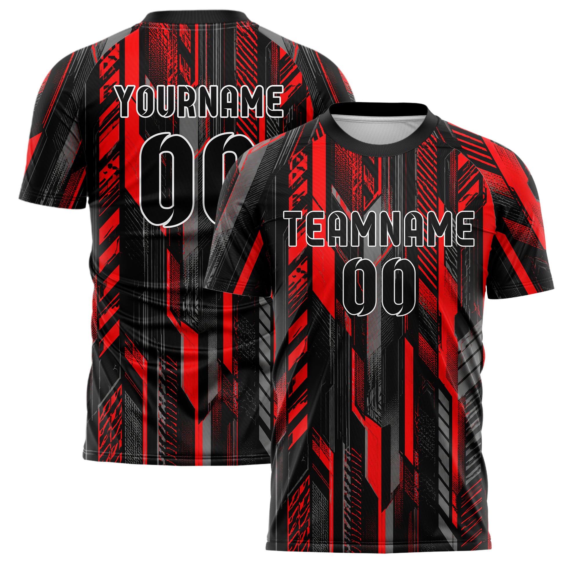 Rot lebendiges Streifen horizontale Baender Design 13-0033 individuelles Fußballtrikot main