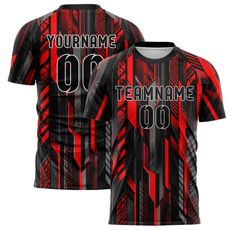 Rot lebendiges Streifen horizontale Baender Design 13-0033 individuelles Fußballtrikot main