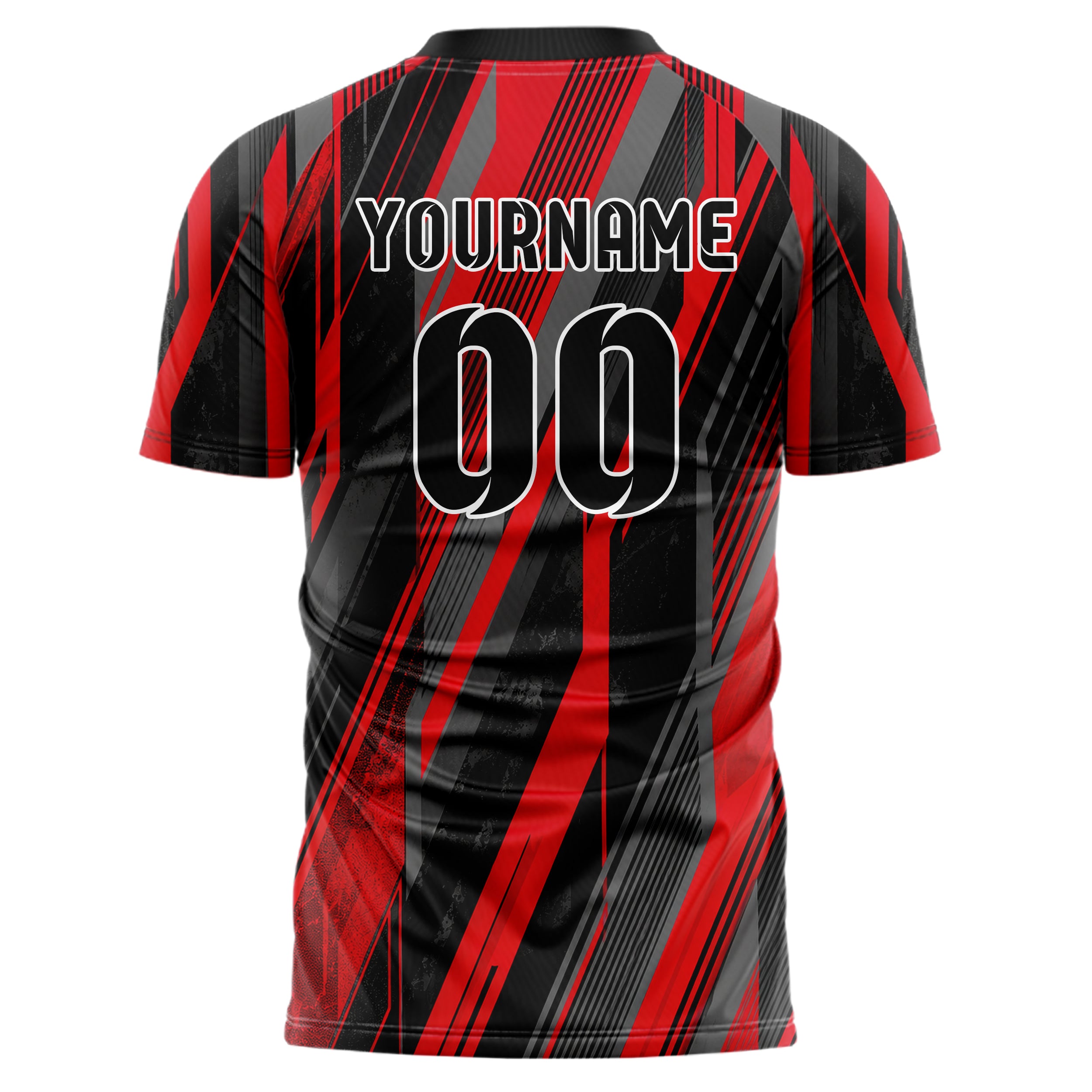 Rot lebendiges Streifen breite diagonale Streifen Design 13-0054 individuelles Fußballtrikot back