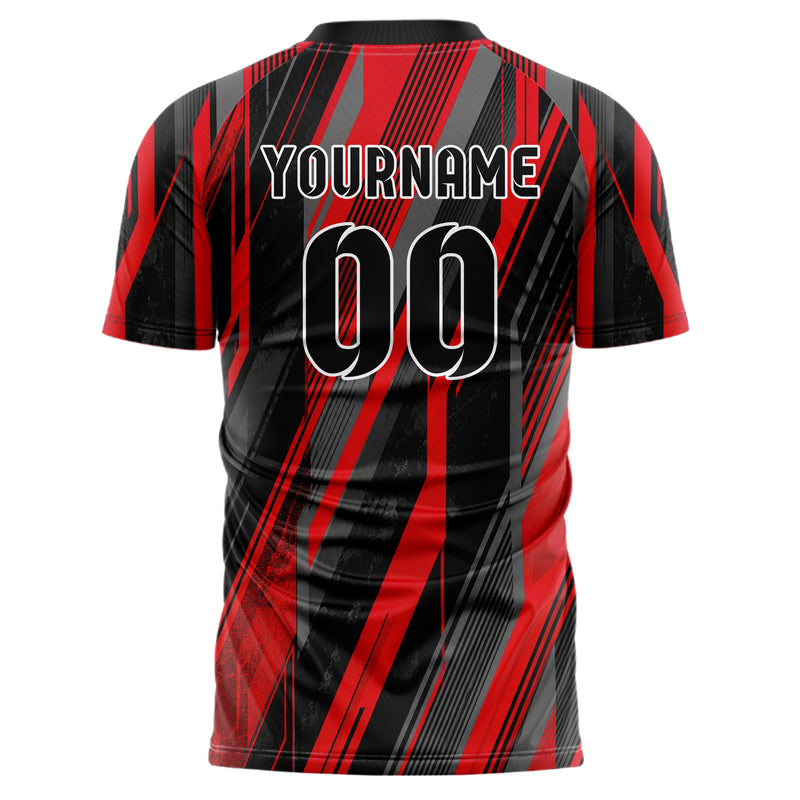 Rot lebendiges Streifen breite diagonale Streifen Design 13-0054 individuelles Fußballtrikot back