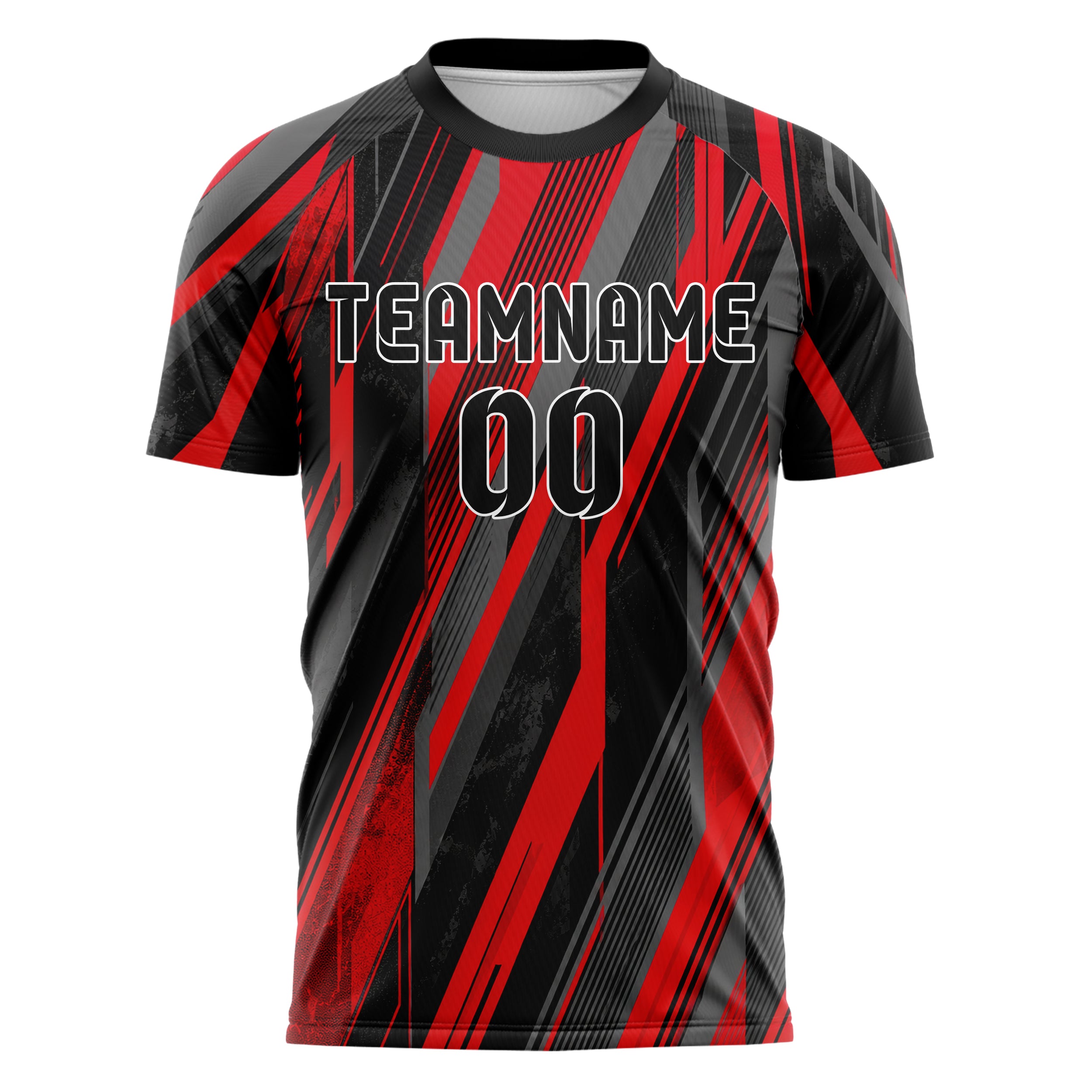 Rot lebendiges Streifen breite diagonale Streifen Design 13-0054 individuelles Fußballtrikot front