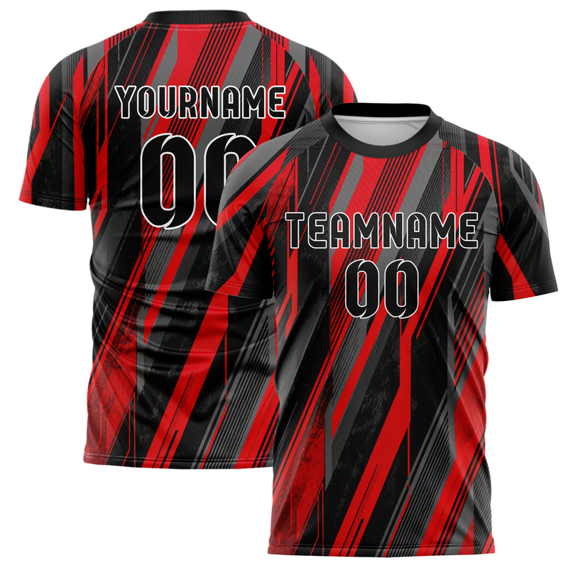 Rot lebendiges Streifen breite diagonale Streifen Design 13-0054 individuelles Fußballtrikot main