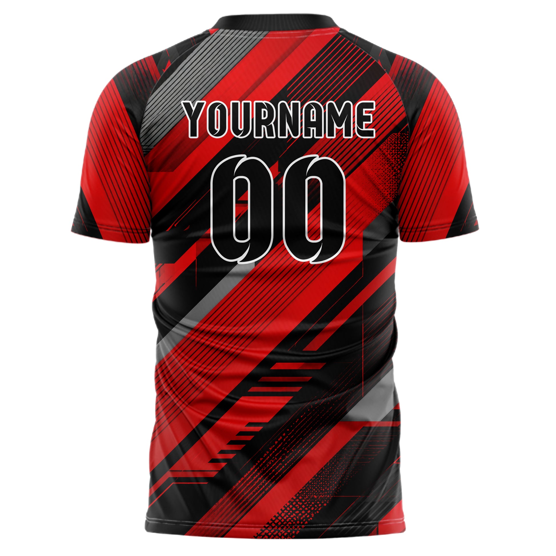 Rot lebendiges Streifen breite diagonale Streifen Design 13-0090 individuelles Fußballtrikot back