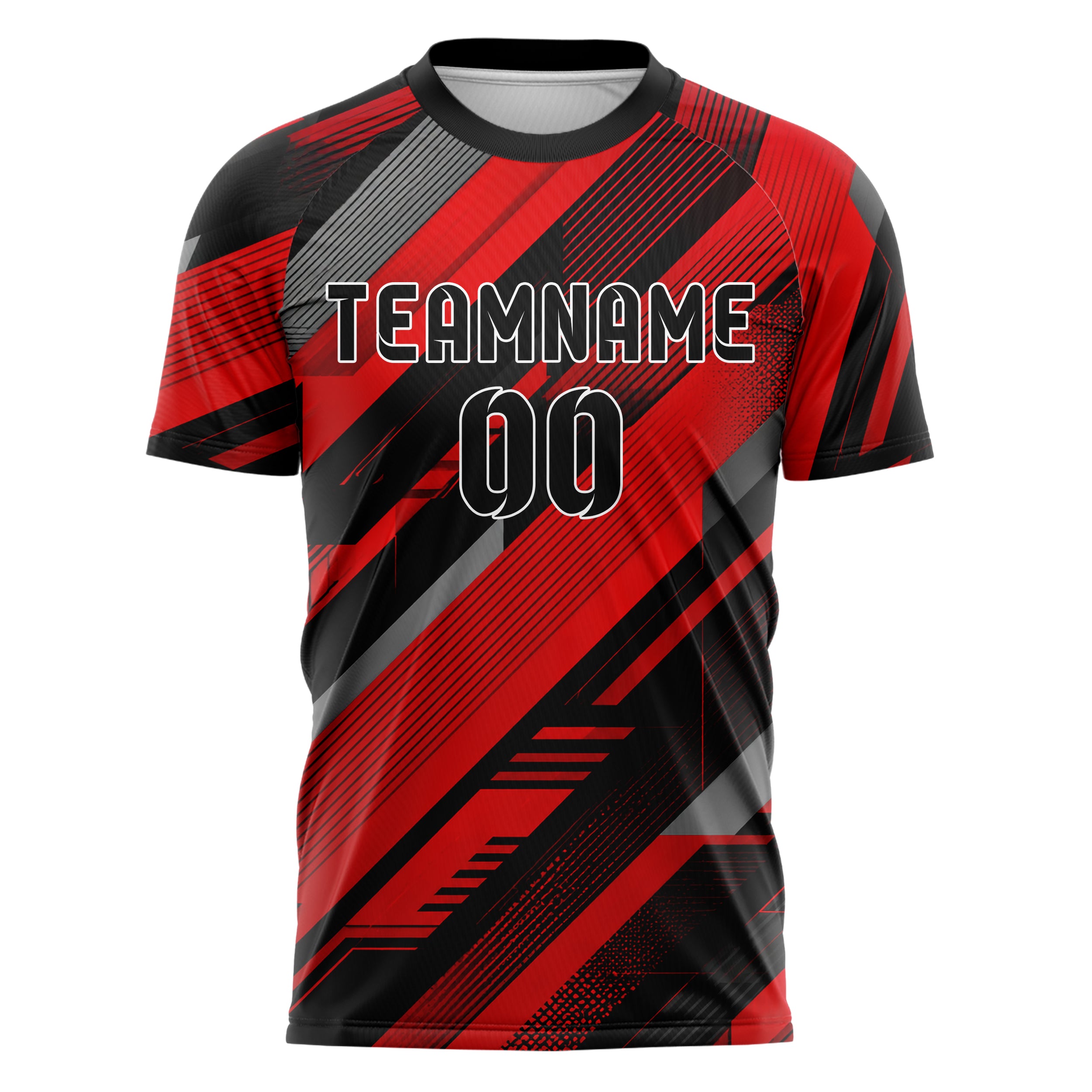 Rot lebendiges Streifen breite diagonale Streifen Design 13-0090 individuelles Fußballtrikot front