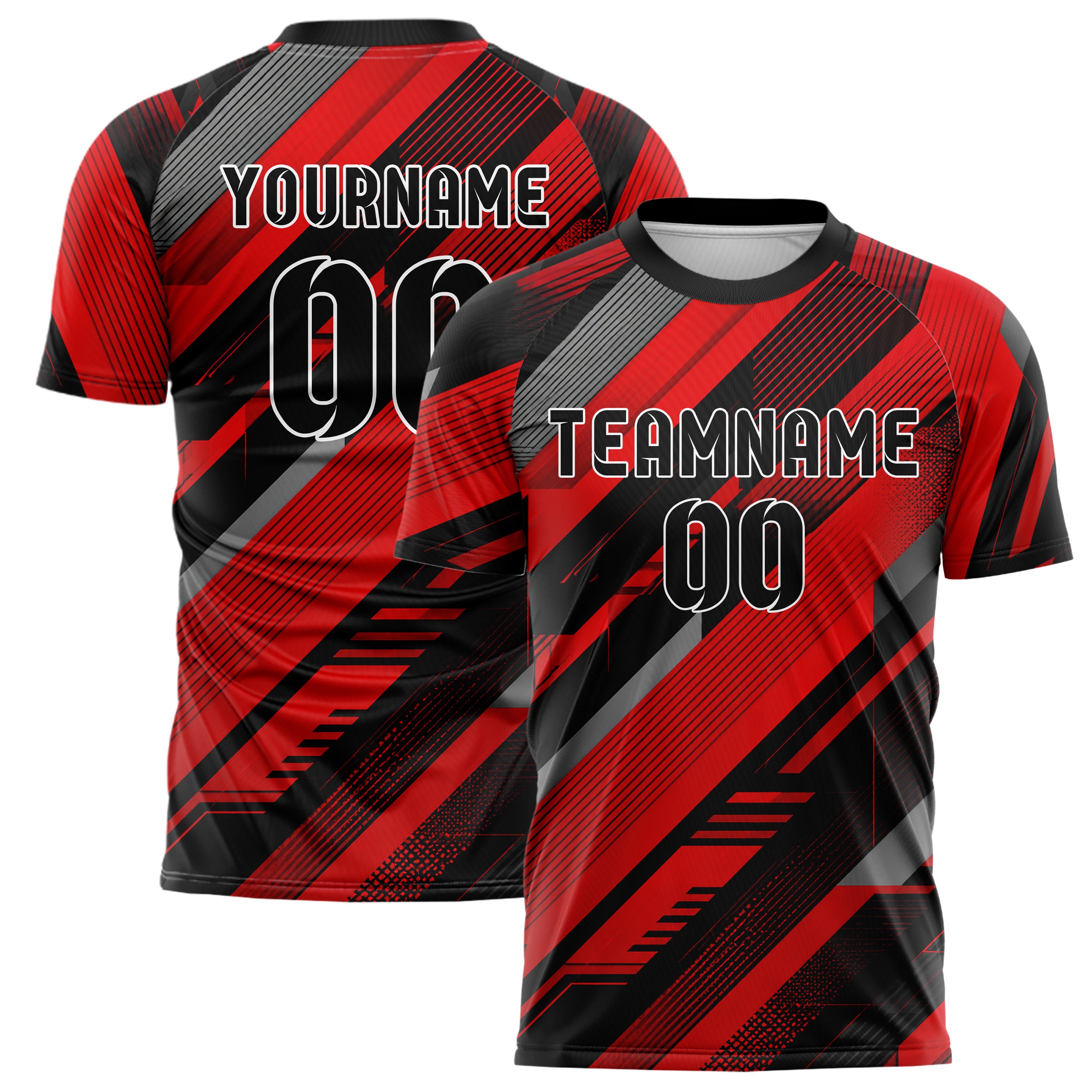 Rot lebendiges Streifen breite diagonale Streifen Design 13-0090 individuelles Fußballtrikot main